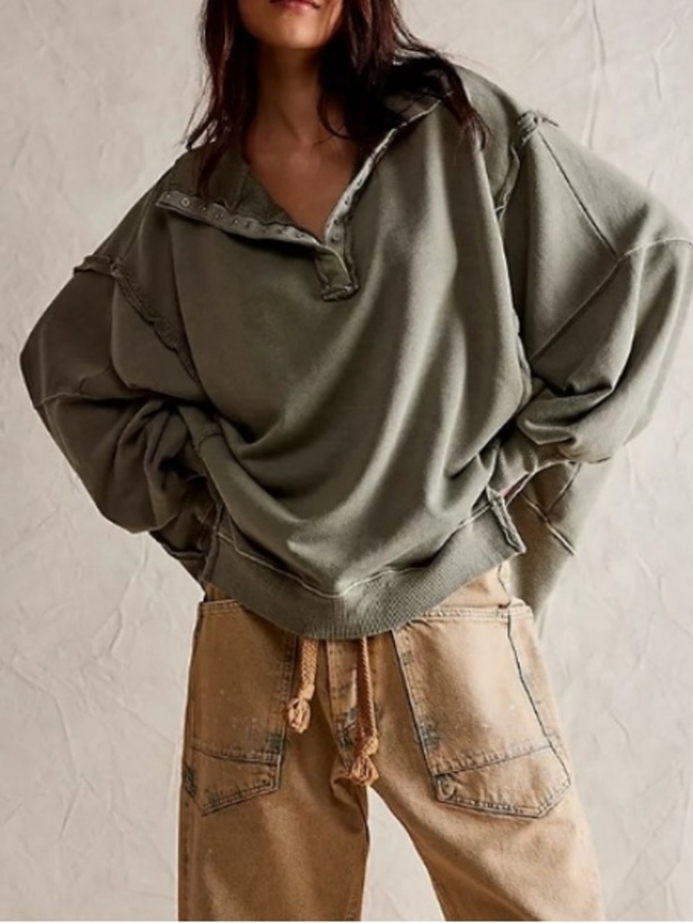 🔥NWT! FREE PEOPLE! THE CAMDEN HENLEY! Size LG! in "Laurel Oak" CURRENT STYLE!